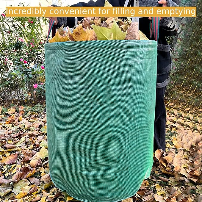 Leaf Collector & Leaf Bag 2-Pack | 106 Gallon Reusable Standable Yard Waste Bags | Portable Durable Garden Clippings Container with 4 Handles for Lawn Care, Camping & Recycling