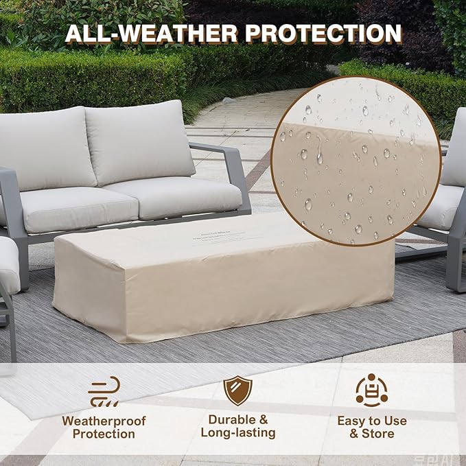 Outdoor Propane Fire Pit Table – Premium Slate-Like MgO Finish, 48-Inch Gas Fire Table for Patio, Garden & Backyard, Includes Rain Cover & Glass Beads