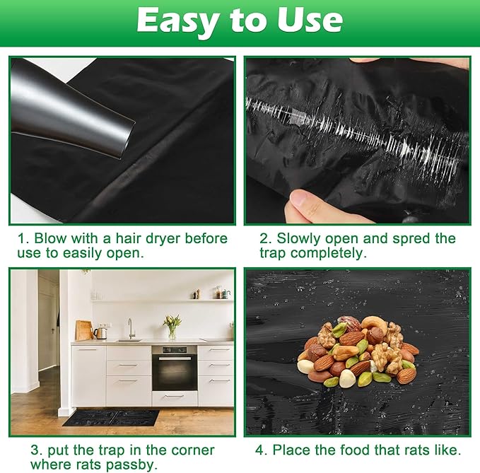 24 Pack Super Sticky Rat Traps, Sticky Mouse Traps, Sticky Snake Traps, Mice Mouse Rat Glue Traps, Sticky Glue Traps for Mice Rats Snakes Roaches Indoor Home Outdoor Kitchen, Easy to Set (26" x 11")