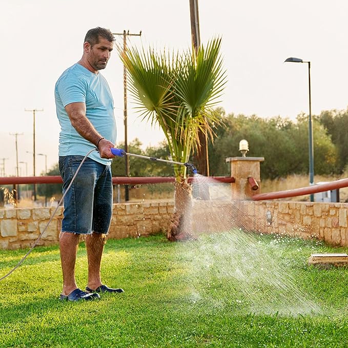 Electric Garden Sprayer, Portable Battery Powered Watering Wand, Rechargeable Plant Spray Mister with Telescopic Wand and 10ft Water Hose for Yard Lawn Weeds Plants,Type-C Charging, Blue