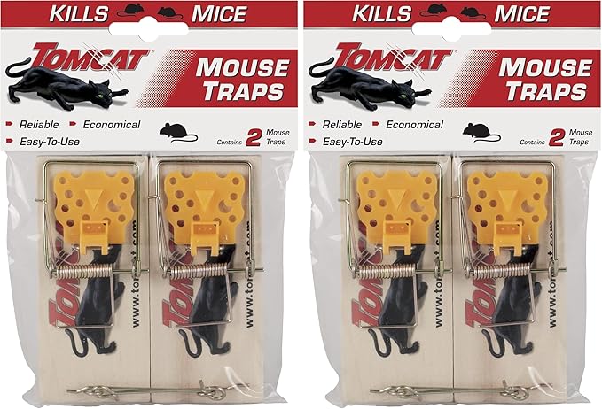 Tomcat Mouse Traps (Wooden), Inexpensive, Effective Way to Catch Mice in The Home, 2 Traps (Pack of 2)