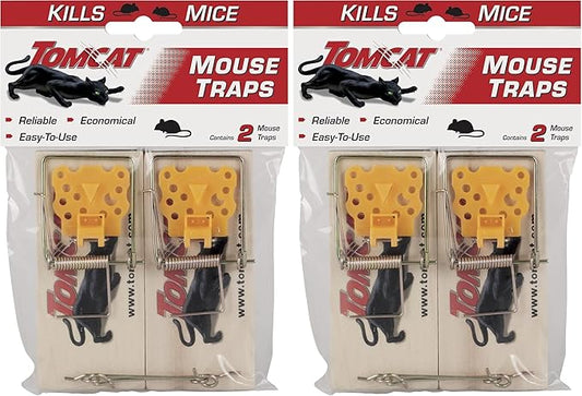 Tomcat Mouse Traps (Wooden), Inexpensive, Effective Way to Catch Mice in The Home, 2 Traps (Pack of 2)
