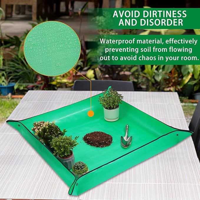 26.8" x 26.8" Plant Repotting Mat Waterproof Transplanting Mat Indoor Succulent Potting Mat Portable Gardening Watering mat Square and Foldable Garden mat