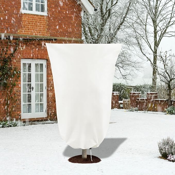 8 Pack Plant Covers Freeze Protection, 31.5"x47.2" Frost Blankets with Zipper Drawstring, Winter Cold Weather Plant Protection Jacket for Outdoor Plants Potted Shrubs Trees from Freeze Animals, White