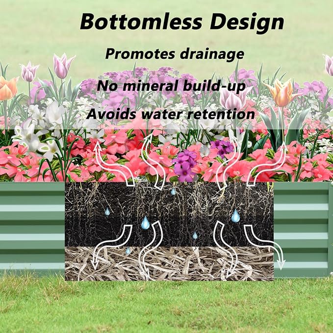 Aoodor 4 x 2 x 1 ft Raised Garden Bed for Patio Garden Lawn, Bed Only, Set of 2