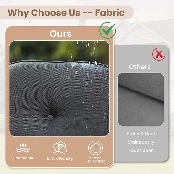 HOOOWOOO Outdoor Patio Furniture Set,9 Pieces Wicker Conversation Set,All Weather Couch Set with Fire Pit Solar Light Table Chairs Ottoman 9 Seaters for Out Door Yard(Black)