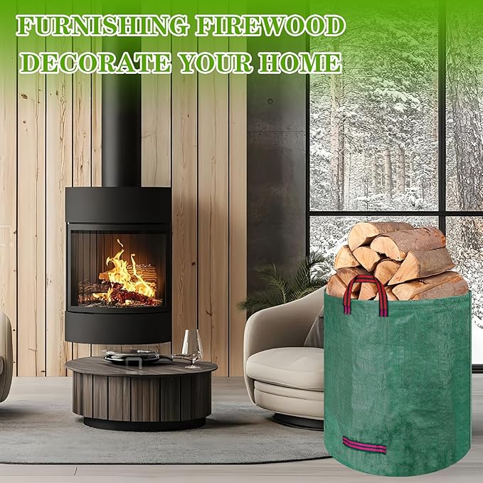 Reusable Yard Waste Bags, 72 Gallons Leaf Bags with Reinforced Handles,Heavy Duty Garden Waste Bag,Collapsible Trash Bag for Lawn Debris Leaves Grass Clippings(3 Packs)