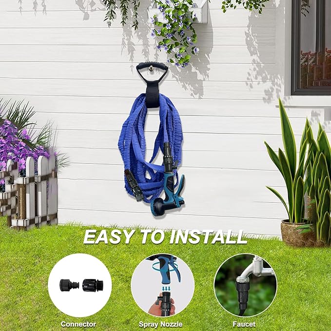 Garden Hose, 2025 Upgraded Non-Expanding Water Hose Sturdy & Lightweight 3/4 Hose, No-Kink, Tough & Flexible Water Pipe, Crush-Proof for Yard, Lawn, Outdoor, Car Wash (Blue, 75FT)