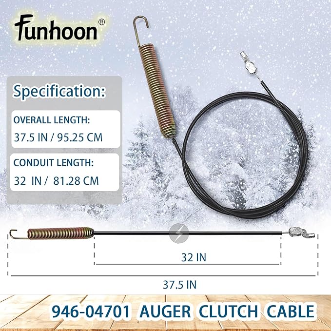 946-04701 Auger Clutch Cable for Craftsman MTD Troy Bilt Cub Cadet 1X 21 HP 1X 221 HP Snow Blowers Replaces 746-04701