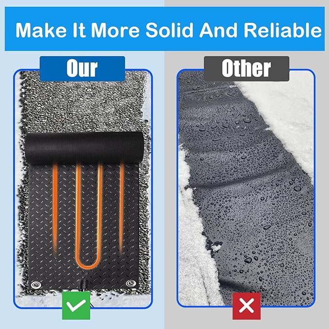 3PCS Heated Snow Melting Mats 10" x 30", Electric Outdoor Rubber Mats for Winter Snow & Ice Removal, Anti-Slip Heated Mats for Stairs, Steps, Walkway, Driveway, Decks Sidewalks