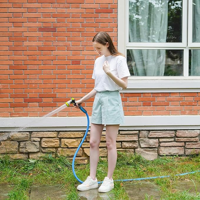 Fevone Garden Water Hose with Solid Aluminum Fittings for Patio & Garden, Drinking Water Safe, 5/8" x 55 ft