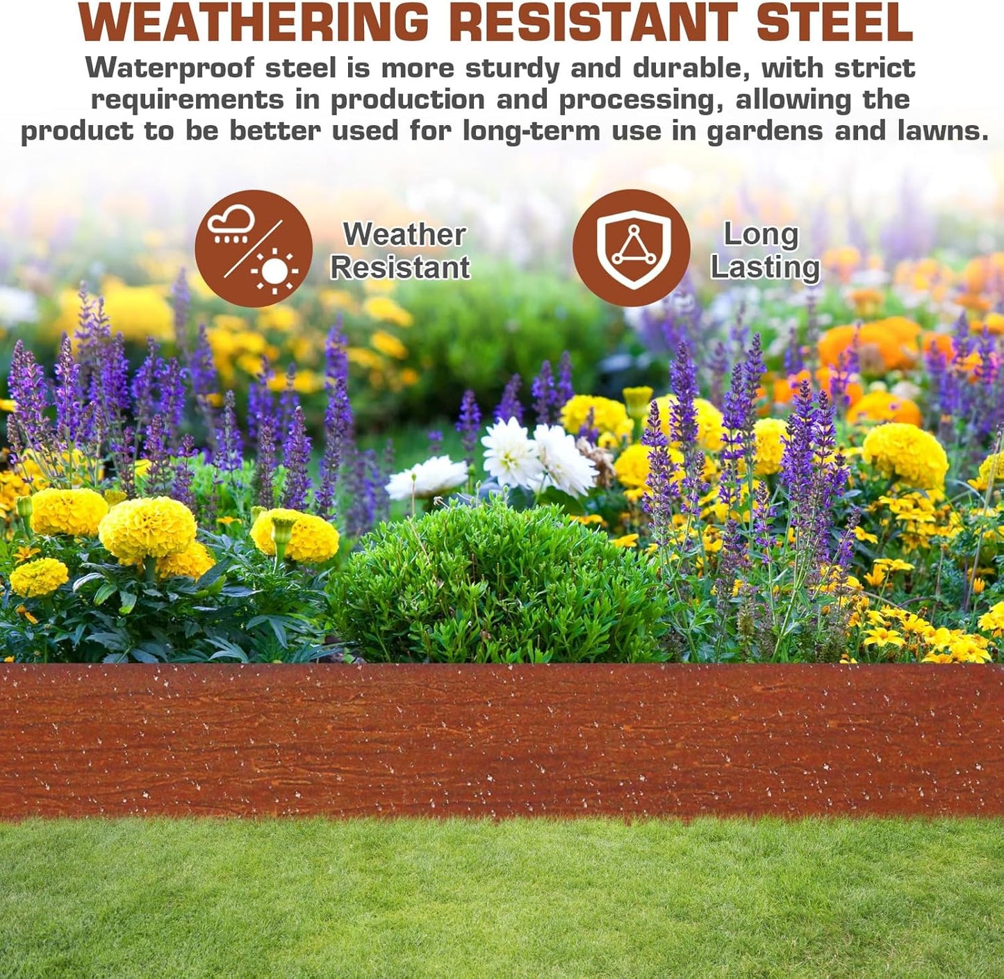 42" L X 6.3" H Corten Steel Landscape Edging, 6 Pack Hammer in Landscape Edging, Garden Edging Border for Lawn, Flower Bed, Yard (Rust-Colored)