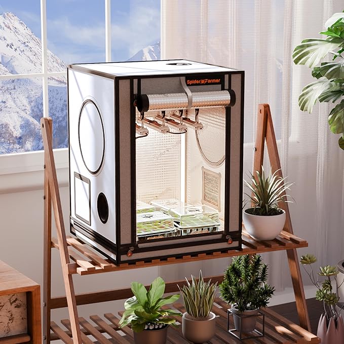 Spider Farmer Small Grow Tent for Seed Starting, 24"x24"x31", with Roll-up Door, Observation Window, Removable Floor Tray, 2000D Thicken Mylar Canvas for Propagation, Germination, Cloning