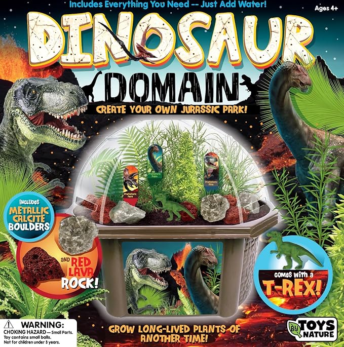 Toys by Nature Biosphere Terrarium Starter Kit, Complete Supplies Included to Grow Your Own Prehistoric Jurassic Park (Dinosaur Domain)