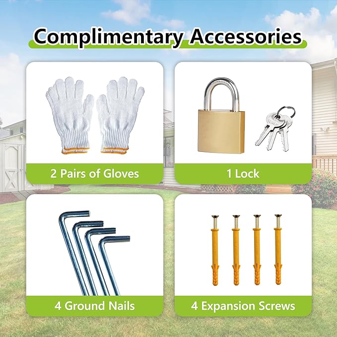 8x6 FT Outdoor Storage Shed with Reversible Door Installation, Heavy Duty Outdoor Shed w/Reinforced Floor Fram and Lockable Door, Garden Tool Storage Cabinet for Backyard Patio Lawn, Gray