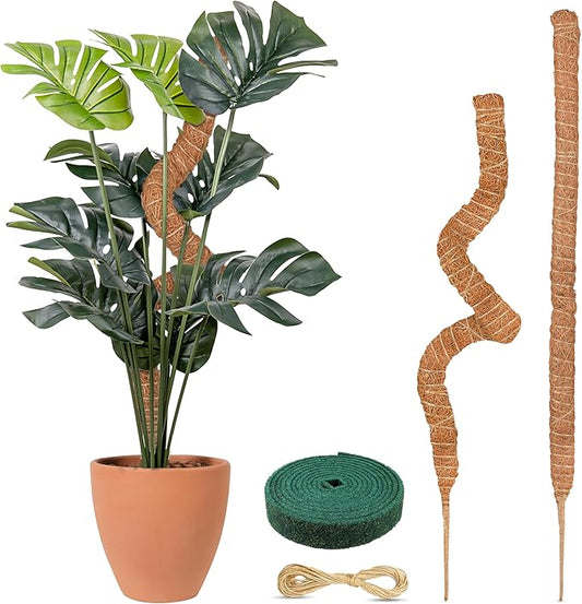 EcoNour 28" 2 Pack Moss Pole | Moss Pole Monstera Plant Support | Plant Sticks for Indoor Climbing Plants | Support for Potted Plants Like Pothos, Philodendrons, and More