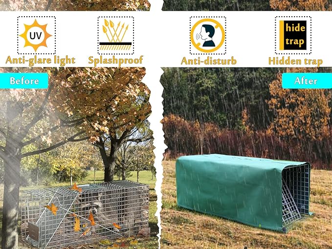 Deblue Trap Cage Cover, Live Animal Trap Cage Cover, Stray Cat Trap Cover Fits for 1-Door Humane Trap 32 x 10 x 12 Inches - (Only Cover)