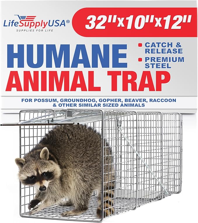 Heavy Duty Catch Release Large Live Humane Animal Cage Trap for Opposums Beavers Groundhogs Gophers and Other Similar Sized Animals 32x10x12