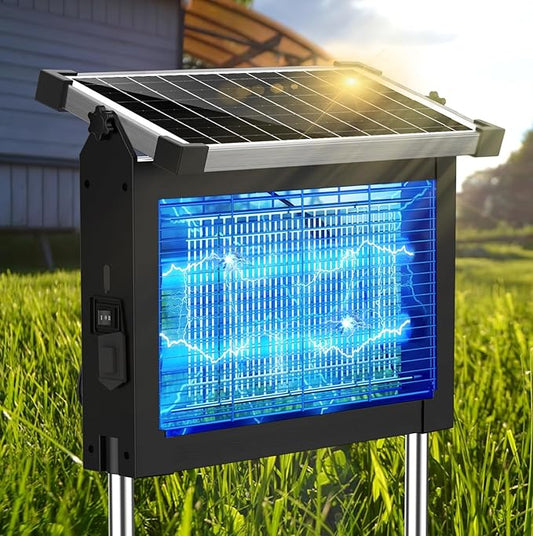 Solar Bug Zapper Outdoor Waterproof, Jepwe 4500V Cordless Bug Zapper Outdoor Large, Rechargeable Mosquito Killer & Fly Zapper, Solar Powered Insect Trap for Garden, Patio, Backyard, Indoor Use