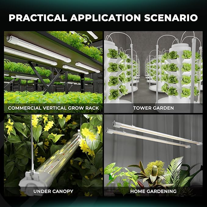 MARS HYDRO VG80, 4ft Led Grow Lights for Indoor Plants, 5000K Full Spectrum, 2x4 Coverage, IP65 Waterproof Linkable Under Canopy Plant Light Strip for Seedling Veg Flower (2x40W, 450W Equivalent)