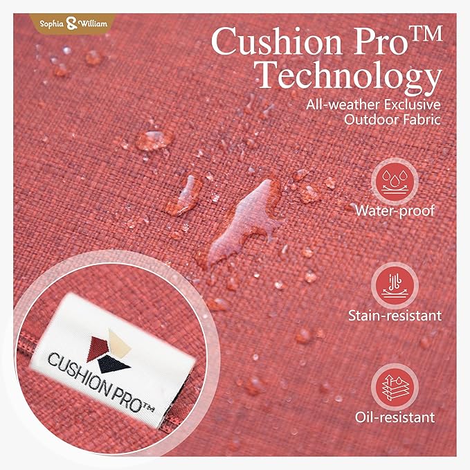 Sophia & William Patio Furniture Sets for 5 Outdoor Metal Conversation Sets 5 Pcs with 2 x Cushioned Swivel Sofa Chairs, 2 x Ottomans as Coffee Table, 1 x 3-Seat Sofa, Lawn Backyard Poolside Red