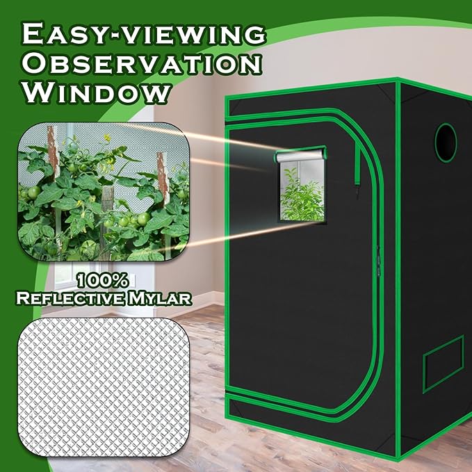 60"x60"x78" 600D Mylar Hydroponic Growing Tents for Plants Inside Reflective Grow Tent Growing Room Hydroponic System 5x5 Grow Tent