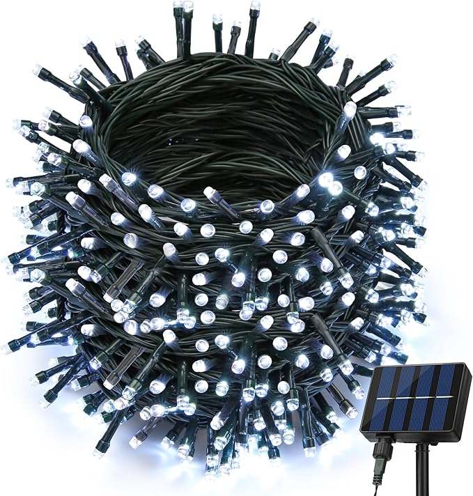 Joomer Solar Christmas Lights Outdoor, 105FT 300 LED 8 Modes Solar String Lights Waterproof Fairy Tree Lights for Garden Yard Patio Christmas Decoration(White)