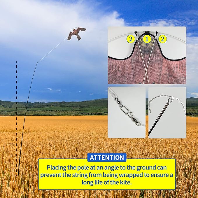 eyijklzo Bird Scarer Flying Kite Crops Farm Flying Bird Hawk Flying Kite