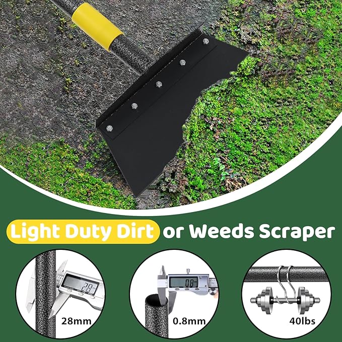 Garden Flat Shovel, Manual Weeder Detachable, 2 Spades, 88 Inch Floor Scraper Weeding Tool for Sidewalks, Snow Shovel, Ice Scraper Removal Tool for Outdoor Garden Cleaning Snow Ice Chopper