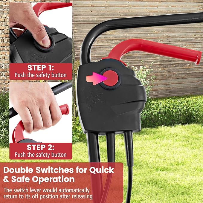 S AFSTAR Electric Lawn Mower, 10-AMP 13-Inch Corded Walk-Behind Lawnmower with Collection Box, 3 Adjustable Height Position, Self Locking Function, Push Lawn Mower for Backyard