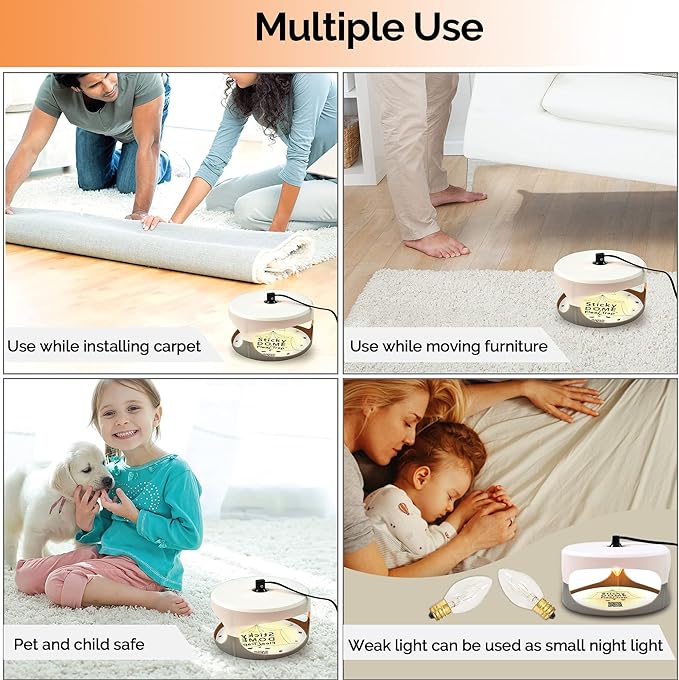 ASPECTEK Sticky Dome Flea Trap, Odorless Glue Trap with 2 Sticky Discs, Effective Bed Bug Killer and Flea and Tick Treatment, Indoor Insect Trap for Bugs, 2 Packs in White and Light Gray