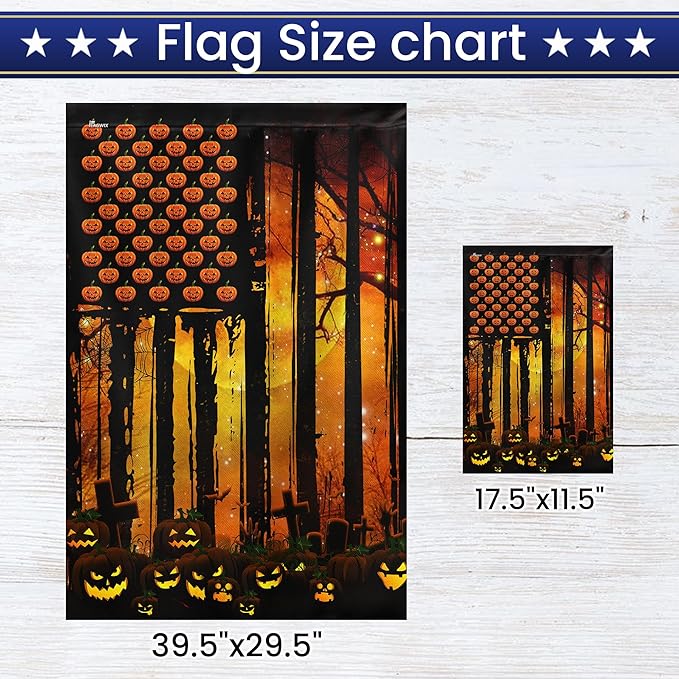 FLAGWIX Halloween Decoration Garden Flag - American Garden Flags for Outside 11.5" x 17.5" - Halloween Decor Outdoor, American Flag for Outside Decorations for Yard, Holiday Gifts for Women Men Friends