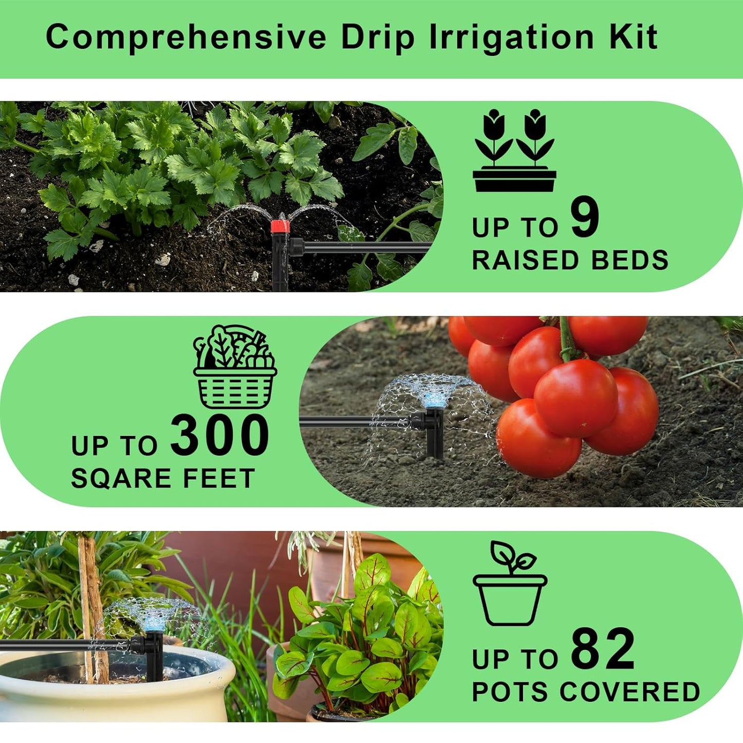 Drip Irrigation System Kit – 2025 New Quick-Connect Garden Watering System with 46FT 1/2'' Tubing Automatic Watering & Misting System for Greenhouses,Yards,Lawns,Gardens, Raised Beds
