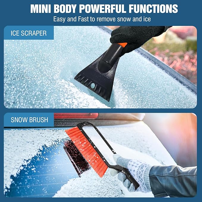 YeewayVeh 35 inch Ice Scrapers for Car Windshield, Extendable Snow Brush for Car with Foam Grip & Additional Handhold, 2 in 1 Detachable & Scratch-Free Snow Scraper for Car Truck SUV, Orange