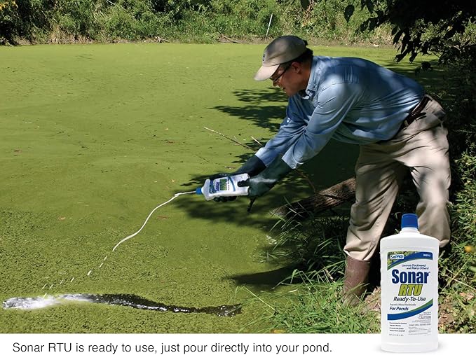 Sonar RTU (Ready-to-Use) Aquatic Herbicide 1 Quart, Systemic Weed Control for Duckweed and More - No Mixing or Equipment Needed - EPA Approved, Season-Long Treatment, Safe for Fish & Wildlife