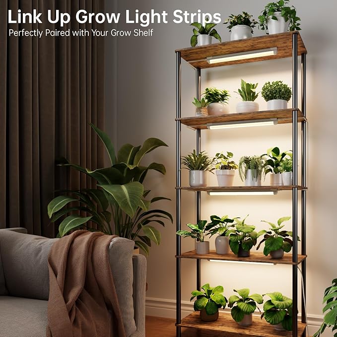 T8 Grow Light, 1.4FT 36W (2 x 18W) Plant Lights for Indoor Growing with Timer, Full Spectrum with 660nm Red LEDs, 3467K, Ideal for Indoor Plants, Greenhouse, Seeding, Linkable Design, 2-Pack