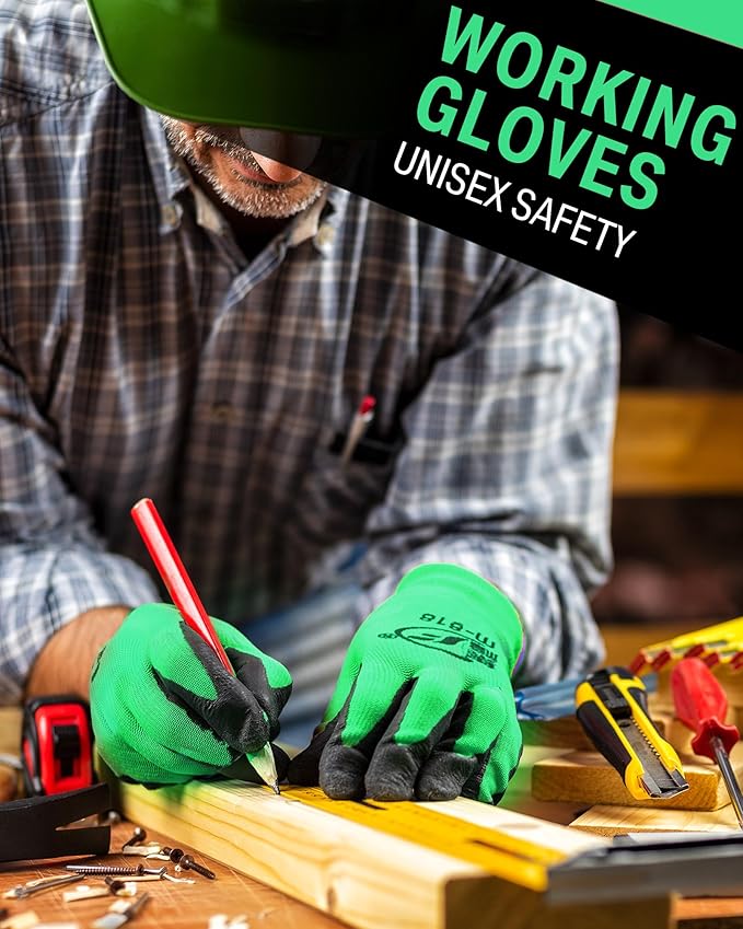 72 Pairs Gardening Work Gloves Bulk for Men Women, Rubber Coated Garden Multipack Safety Construction Glove