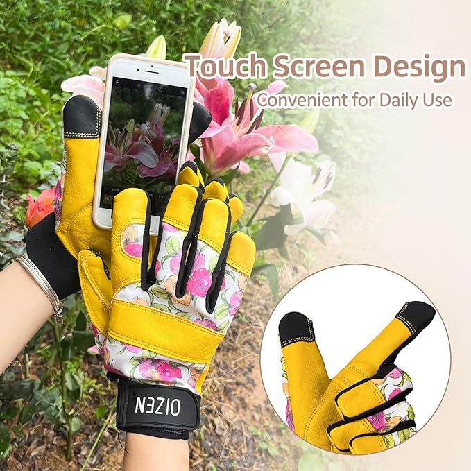 Leather Tough Cowhide Work Gardening Gloves for Women Thorn Proof, Working Gloves, Gardening Gifts for Women