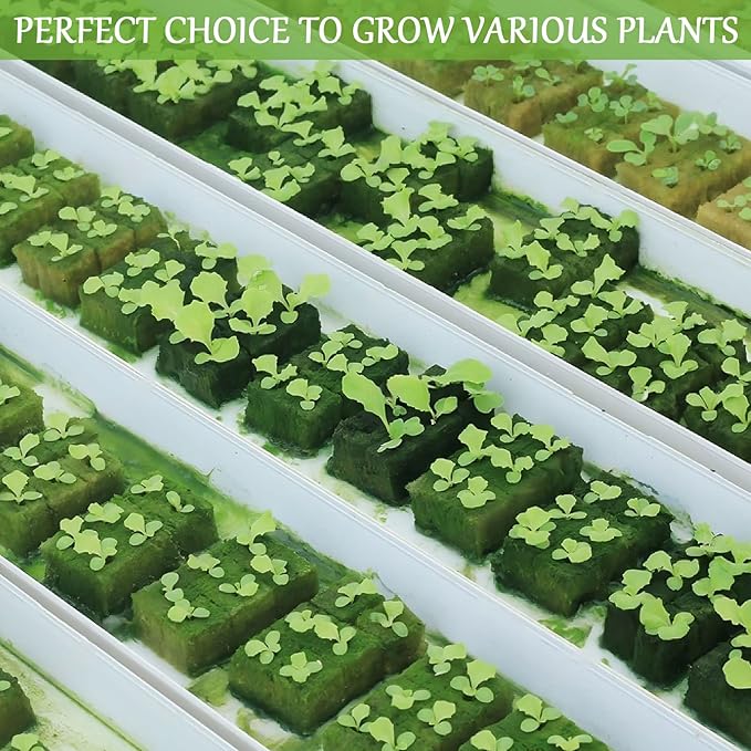 Legigo 1.2 Inch Rockwool Cubes Seed Starter Plugs for Hydroponics, RockWool Planting Grow Cubes for Hydroponic Tower Garden Soilless Cultivation Plants Germination Cutting Clone (4 Sheet, 144 Plugs)