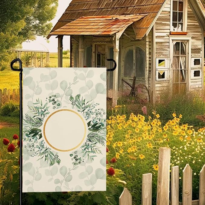 Personalized Monogram Garden Flag Custom Initial Outdoor Yard Flags Seasonal Decoration Double Sided Polyester House Banner for Family Home Porch Lawn Patio Welcome Sign 12 x 18 Inch