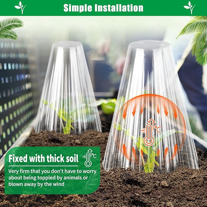 20 Pack Garden Cloches for Plants, Reusable Bell Plant Cover, Plant Covers Protectors from Animals Snails Birds Chickens Insect, 9.18" H X 7.56" D (Clear)