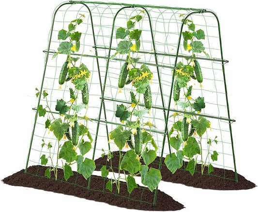 Garden Cucumber Trellis for Climbing Plants Outdoor, 48x48inch U-Shape Arch Trellis for Garden Raised Bed, Plant Support for Grape Vine Tomato Vegetable Pea Bean, Green