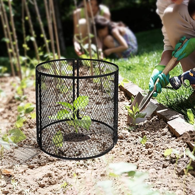 4 Pack Metal Plant Cage Protectors from Animals-11.8 x 11.8 Inch Garden Plant Protector - Sturdy Bunny Barricades Chicken Wire Cloche Plant Protectors for Keeping Bunny Animals Out