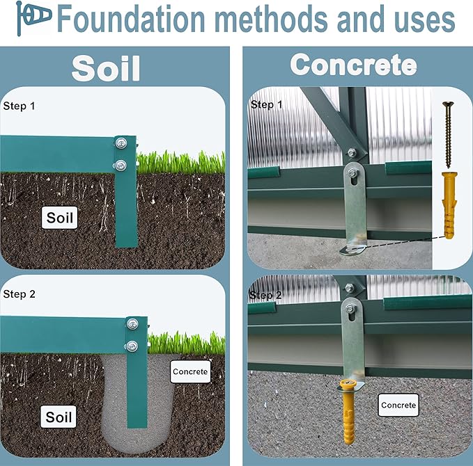 8x6 FT Greenhouses for Outdoors, Outside Heavy Duty Walk in Green House for Garden Plants, UV Protection Adjustable Roof Vent, Thermostatic Waterproof and Insect Resistant, Green