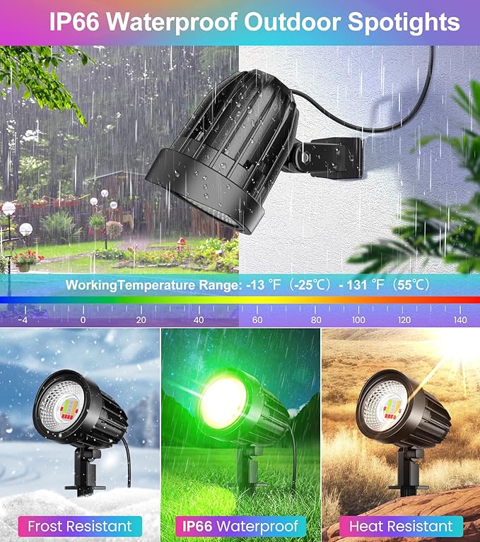 Halloween Low Voltage Landscape Lights, 15W RGB Spotlight Outdoor DC AC 12V 24V LED Color Lights with Remote, IP66 Waterproof, Christmas Decorative Lights, for Yard Garden Pathway Patio,12Pack