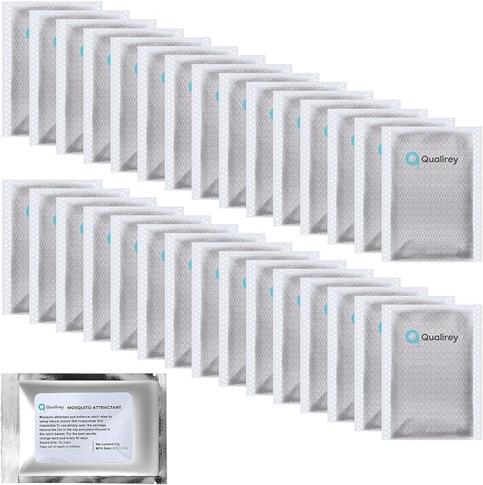 Qualirey 30 Pack Mosquito Attractant Lure in Bulk, Bait Refill for Bug Zapper Compatible with All Mosquito Trap Enhances Catch Rates Safe Non Toxic Long Lasting Bait for Home Garden Indoor Outdoor
