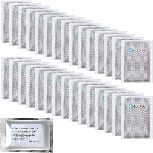 Qualirey 30 Pack Mosquito Attractant Lure in Bulk, Bait Refill for Bug Zapper Compatible with All Mosquito Trap Enhances Catch Rates Safe Non Toxic Long Lasting Bait for Home Garden Indoor Outdoor