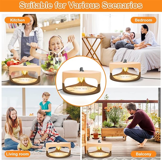 Flea Trap for Inside Your Home, Indoor Flea Traps with 1 Glue Discs Odorless Natural Fleas Killer Traps Pad Bed Bug Trap Light Bulb Pest Control for Home House Inside