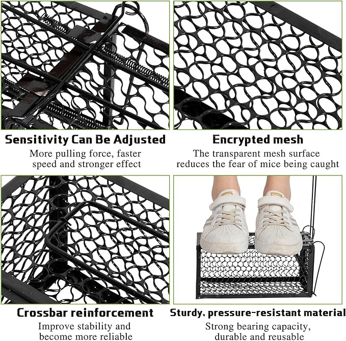 Qualirey 1 Pcs Humane Rat Trap Chipmunk Rodent Mouse Squirrel Trap Small Live Animal Mouse Voles Hamsters Live Cage Rat Cage for Mice Easy to Catch and Release (Black)