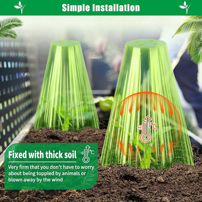 20 Pack Garden Cloches for Plants, Reusable Bell Plant Cover, Plant Covers Protectors from Animals Snails Birds Chickens Insect, 9.18" H X 7.56" D (Green)